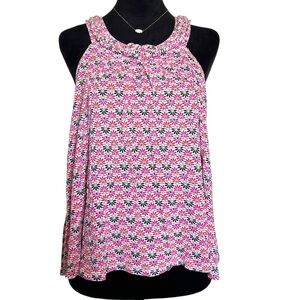 Candies Woman’s Medium Floral Pink Sleeveless Tank Top With Braided Neckline